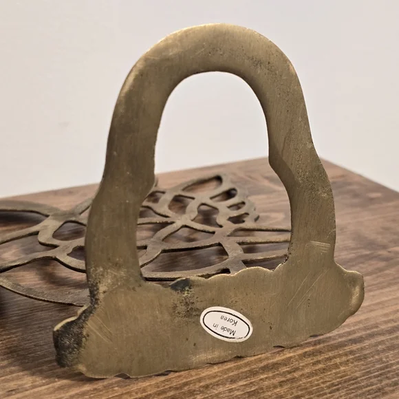 🤩Host Pick❤️Vintage Brass Swan Cut-Out Book Ends Made In Korea - Picture 12 of 13